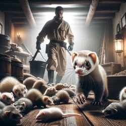 furet chassant des rats