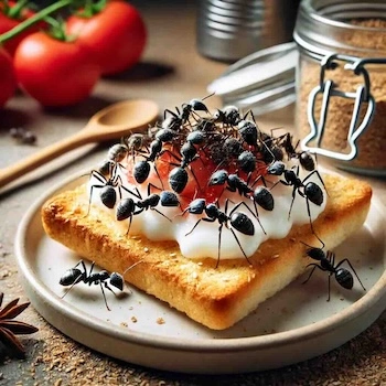 fourmis sur un gâteau